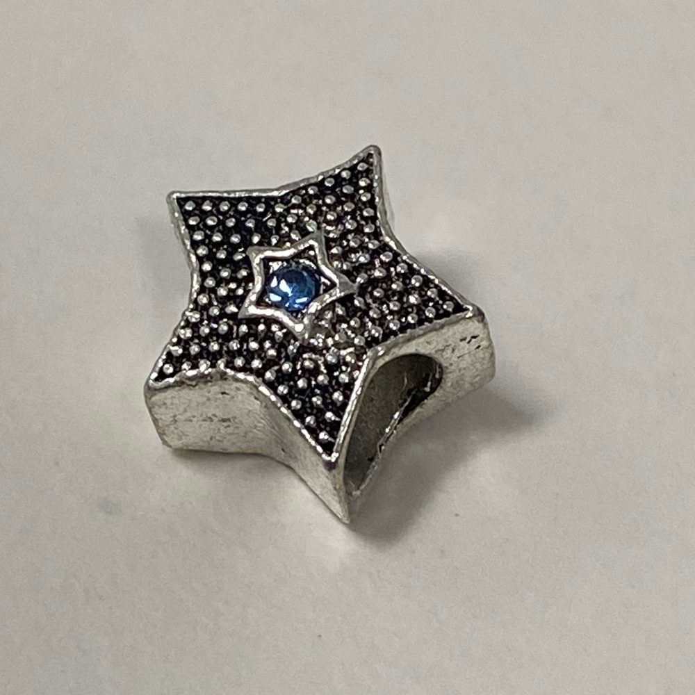 Star Blue Stone bead charm 4 Pandora bracelet necklace shooting star lucky